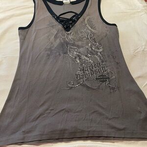 Harley-Davidson Charcoal Lace-Up Tank Top